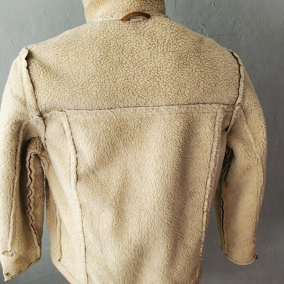 Vegan Suede Sherpa Lined Trucker Jacket/ Size 40 - Picture 7 of 8